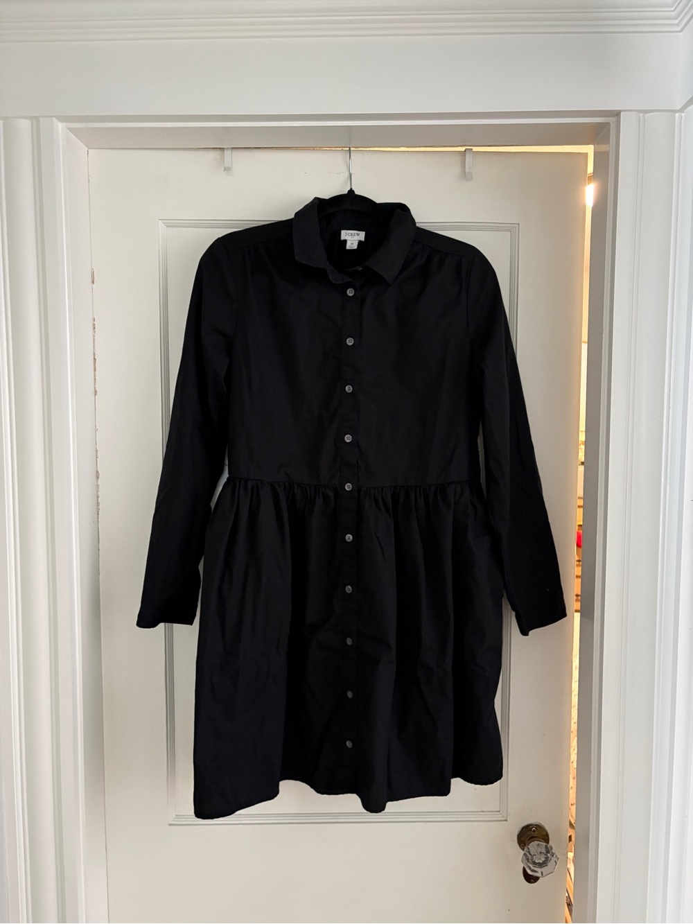 J. Crew Black Button-Front Shirt Dress